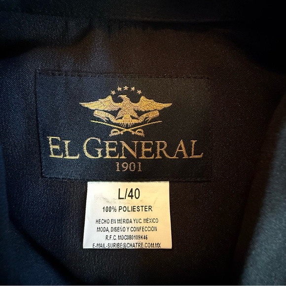 NWT El General Men's L Western Shirt Black Short Sleeve Shiny- Button Front - Picture 6 of 10